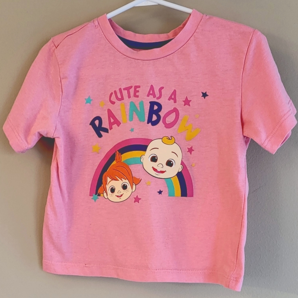 Cocomelon "Cute as a Rainbow" pink short sleeved tee shirt